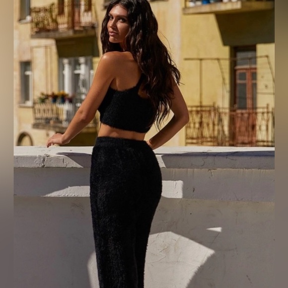 Alamour the Label Black Cami Top Zendaya Fuzzy Furry XXS - Picture 3 of 10